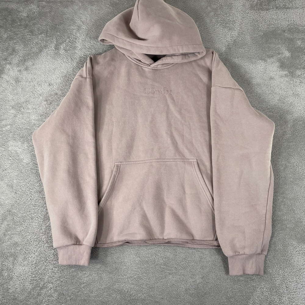 Comfrt Hoodie Mens XL Mauve Oversized Fleece Pullover Streetwear Minimalist